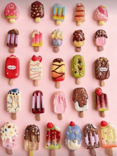 8/18/28pcs Various Styles Of Mini CuteSimulated Lce Cream,Cream Chocolatece Cream,Miniature Model.Suitable ForScrapbook,Earrings,Hair AccessoriesWedding Decor, Dly Jewelry CraftsPhone Case, Creative Decor, GiftDecoration,Hair String, DlY ResinAccessories-Random Mixed