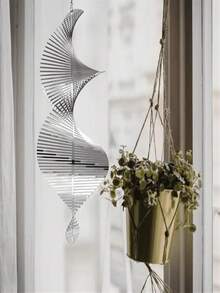 3D驱鸟风车户外悬挂式花园装饰，不锈钢镰刀形动态艺术风雕螺旋庭院农场 - 彩色 - 查看 9