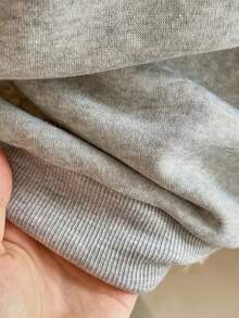 Women's Loose Split Zip-Up Hoodie, Fleece-Lined Casual Sport Sweatshirt With Half-Zip & Turn-Collar, Graduation/Teacher/Back To School Pullover For Spring/Autumn, Women Curve Essential, Christmas Long Sleeve Top & Valentine/New Years Outfit, Holiday Gift, No Effort,  Everyday Active Heather Grey Top. - 灰色 - 查看 5