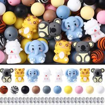 119pcs 3D Animal Silicone Beads Set For Diy Crafts - Perfect For Pens, Jewelry Making, Necklaces, Bracelets & Keychains Beads For Jewelry Making Beads For Bracelets