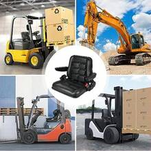 Asiento universal ajustable para montacargas con cinturón y posabrazos, respaldo ajustable y riel deslizante asiento de podadora de PVC impermeable, para tractor, montacargas, cargadora - Negro - Ver 2