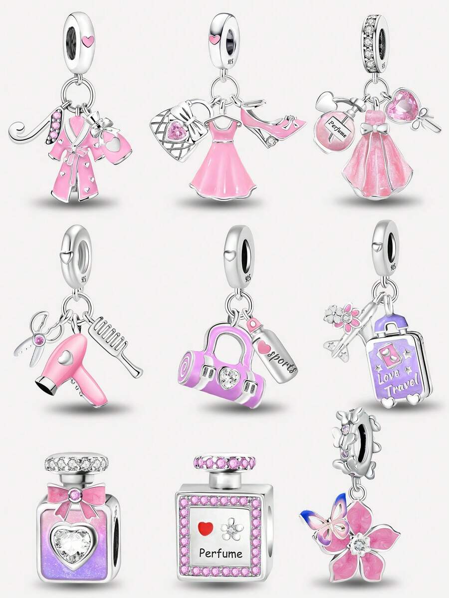 1 hạt cườm hình hoa nhiều màu sắc bằng bạc Sterling 925, thích hợp để làm vòng tay, lắc tay cho nữ, tự làm trang sức và phụ kiện hàng ngày, phù hợp cho các bạn gái. - Bộ 1 - Xem 1