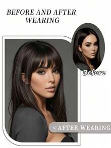 1pc Natural Seamless Bangs Wig, Glueless Wig With Built-In Clips, Quick And Easy To Wear, Wig, Costume Accessory - Multicolor - View 8