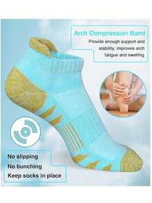 5双装女士运动踝袜，压缩跑步袜，舒适柔软 - 彩色 - 查看 6