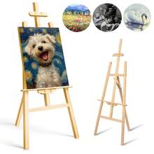 Soporte De Caballete Para Pintura Y Exhibición, Caballete De Madera Profesional Pinturas Ajustable 1.5m, Caballete De Arte Para Dibujo, Caballete Plegable Para Niños, Ideal Para Regalar Y Exponer - Albaricoque - Ver 1