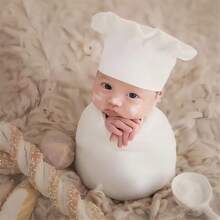 1 Set Traje de Chef Recién Nacido, Incluye Gorro de Chef y Delantal, Disfraz Temático de Chef para Sesión de Fotos de los 100 Días del Bebé, Adecuado como Accesorio de Fotografía, para Halloween, Acción de Gracias, Baby Shower, Fiesta de Revelación de Género, Bautizo y Regalo para Mamá Primeriza - de los hombres - Ver 4