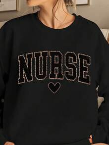 2026 Long Sleeve Tops Women Leopard Print Registered Nurse Sweatshirt - Nurse Zhou Loose Style Sweater, Nurse Graduation Gift, New Nurse Apparel, Comfortable Medical Top (H-Length, Round Neck) - Autumn Winter Wear Loose And Comfortable Winter Clothes For Women Plus Size Women Clothes - Màu Xám nhạt - Xem 7