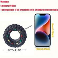 Durable Rubber Tire Dog Toy – Chew-Resistant Interactive Play Toy For Dogs |   Heavy-Duty Fetch & Chew Toy (Black With Color Accents) – Perfect For Active Dogs, Teething Puppies & Outdoor Play (Ideal For Dog Owners, Pet Caregivers & Outdoor Enthusiasts) - 黑色 - 查看 3