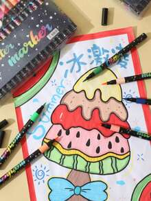 12/24/36/48 Colors Direct-To-Surface Liquid Acrylic Paint Marker Pen Set, Professional Drawing Soft Tip Pens And Markers, Acrylic Paint Pens, Suitable For Wood, Stone, Canvas, Glass, Fabric, Eggs, Rocks Painting And DIY Crafts Art Supplies, Back To School, Christmas Gift - Multicolor - View 8