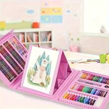 Large 207-Piece Art Supplies Set, Including A Painting Toolbox With A Double-Sided Tri-Fold Easel, Oil Pastels, Crayons, Markers, Colored Pencils, And A Watercolor Gift Set. - 彩色 - 查看 8