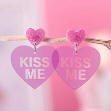 A Pair Bling Bling Acrylic Earrings, Valentine's Day Heart Sequin Design For Gift Exchange Women Dangle Earrings Holiday Party Bridal Shower All Seasons Fashion Romantic Accessories - 3952 - 查看 11