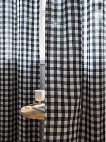 1 件简约美式格子图案窗帘，适用于卧室、客厅、阳台