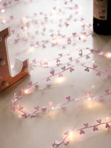 1串心形灯串，粉/红色，浪漫LED装饰灯链，迷人光芒，仙女灯，优雅心形节日装饰，柔和暖光效果，创意悬挂灯饰，甜蜜派对氛围装饰，温馨卧室/客厅/餐桌装饰，求婚/周年纪念庆祝拍照背景（不含电池）