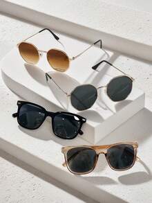 时尚多功能眼镜，时尚独特的欧式金属眼镜，复古精致的大框眼镜。 - 彩色 - 查看 3