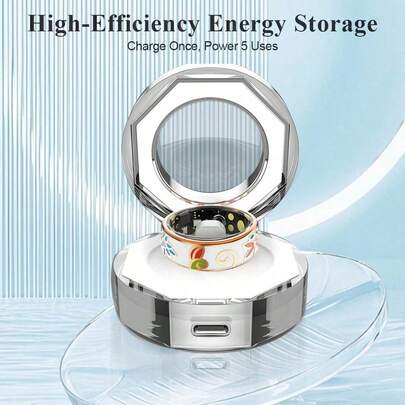 智能戒指，适用于 iOS 和安卓系统的健身追踪器 – 睡眠监测、心率、血氧和血压监测，8 种运动模式，IP68 防水，距离和卡路里监测，多种运动模式，磁吸式充电 – 时尚不锈钢设计，适合女性，礼品，节日礼物（15~20mAh 电池）