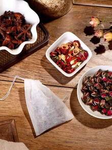 Yocity 100个/200个装茶滤袋，抽绳空茶漏，一次性茶漏，带抽绳空茶包，适用于散装茶叶、香料、咖啡、茶具、厨房用品 - 彩色 - 查看 14