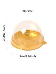 10/50/100/150个装，透明塑料迷你蛋糕盒带盖，圆形纸杯蛋糕托，塑料蛋黄泡芙盒，月饼圆顶盒，烘焙包装盒，厨房烘焙工具，小型企业用品 - 彩色 - 查看 5