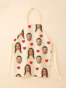 1pc Linen Fruit & Vegetable Apron, Personalized Chef/Cooking Apron With Portrait, Pet Photo, Unisex Design, Adjustable Adult Apron, Striped Restaurant Chef Apron, Outdoor Camping, Picnic, Unique Gift For Mom, Dad, Couples (Patterns Are Cut-Out, Patterns May Vary Slightly/Random Pattern, Random Buckle Style) - Multicolor - View 4