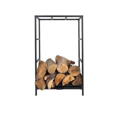 Floordirekt Kaminholzregal Chios - für Innen & Außen - Kompaktes Brennholzlager aus Metall - zwei Ausführungen - Schwarz - aus Eisen - Kaminholzlager