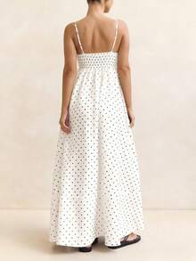 Women's Polka Dot Print Maxi Dresses Vintage Spaghetti Strap Square Neck Open Back Long Dresses Streetwear Party Clubwear Going Out Dresses Cool Dress - 白色 - 查看 3