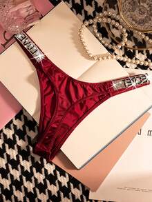 5pcs Sexy Thongs Womens Panties Rhinestone Low Waist Underwear Soft Breathable Comfortable Female Lingerie Good Elasticity Opaque Suitable For Daily Work Sports And Dating Sexy Gifts For Lovers Womens - 混合色3 - 查看 2