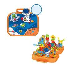 Montessori Educational Building Block Set, 283 Pieces - Blue - View 1