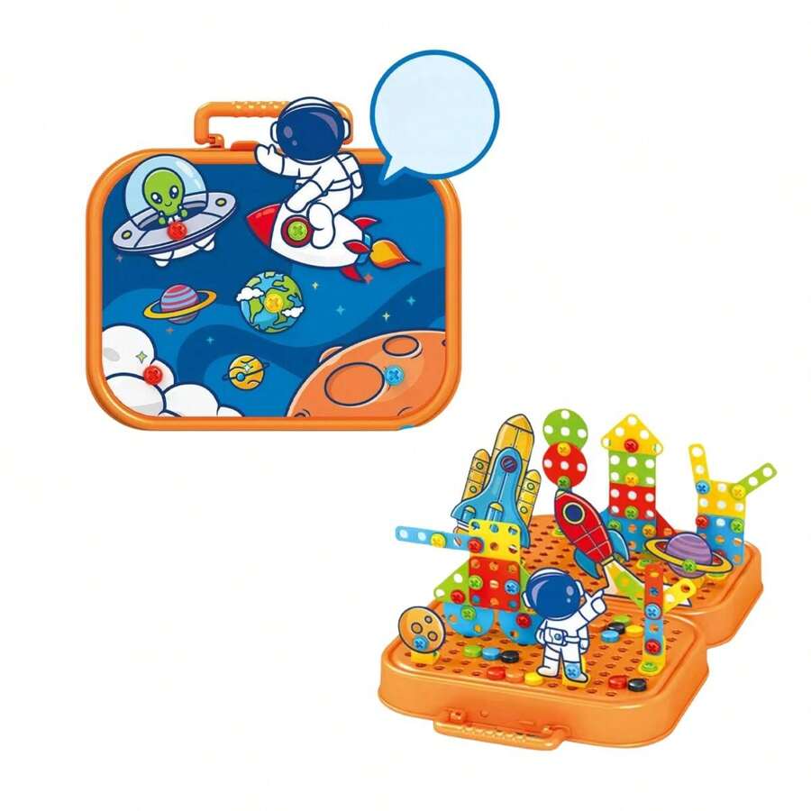 Montessori Educational Building Block Set, 283 Pieces - Blue - View 1