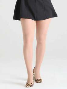 女士透明连裤袜 - 超薄、显瘦、防勾丝 - 杏色 - 查看 3