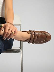 2025 New Summer Women Red Hook And Loop Casual Soft Bottom Breathable Leather Shoes,Ballet Flats - Brown - View 3