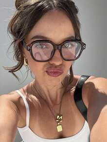 1 Pair Women's Plastic Gradient Multi-Color Full Frame Clear Lens Eyeglasses, Personalized Elegant Versatile Glasses Suitable For Driving, Parties, Office, Business Casual, Fits All Face Shapes - Clear - View 2