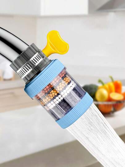 1 pieza Filtro montado en el grifo azul, purificador de agua de grifo de cocina con carbón activado para eliminar cloro, fluoruro, metales pesados, agua dura, adecuado para la cocina y el baño del hogar