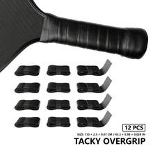 12pcs Black, White & Gray Racket Grip Tape, Sticky, Sweat-Absorbing, Anti-Slip, Shock-Absorbing, Comfortable, Suitable For Tennis Racket, Badminton Racket, Pickleball Racket, Size: 110 X 2.5 X 0.07 Cm