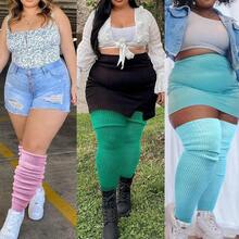 Women Over The Knee Socks - 1PairPlusSizeWithGarterBelt:White - View 3
