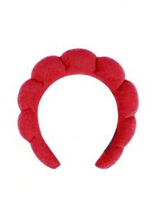 3pcs Solid Color Bathroom Headband And Wristband Set, Home Bathroom Decor, Autumn Decor, Back To School Hair Accessories - Red - View 7