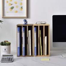 Wooden Desktop Organizer Paper Storage Letter Tray File Sorter - Desk Rack Magazine File Dividers Holders For Home Office Accories Wood Desk Cabinet With 3 Layer Trays Natural 3KWJG-NA - 3層0抽屜 - 查看 2