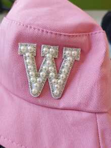 1pc Toddler A-Z Letter Pattern Bucket Hat, Adjustable Drawstring, Casual Hat Suitable For Boys & Girls, Travel & Beach - Pink - View 5