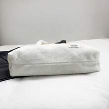 Bolso de peluche con diseño de cachorro lindo para otoño e invierno, bolso de hombro grande y mullido para estudiantes, bolso versátil de tote para niñas - Azul - Ver 7