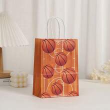 5/12/24 Stücke Basketball Kraftpapier Taschen, Einzelhandelstaschen mit Basketball Muster, Henkel Kraftpapier Einkaufstaschen, geeignet für Geburtstagsdekoration, Partyverpackung, Herrengeschenke, Partyfavors, Club Einkaufstaschen, geeignet für Schulanfangszeit, Sommercamp, Schulöffnungszeit, Sportveranstaltungen - Verschiedenfarbig - Übersicht 5