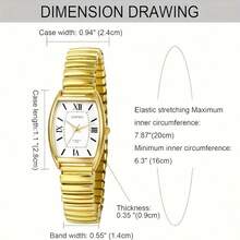 Women's Vintage Business Casual Quartz Watch - Elegant Barrel-Shaped Dial, Elastic Band, Minimalist Fashion Wristwatch For Daily Office & Daily Wear - Vàng - Xem 5