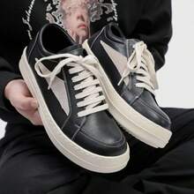Men's New Arrival Niche Rick Owens Inspired Sneakers - Platform Elevated Vintage Versatile Athleisure Chic Shoe - 黑色 - 查看 3