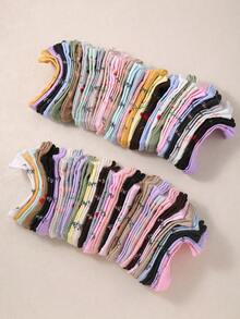 10/20/30双装女童弹力短袜，适合日常穿着（1-16岁），可搭配校服或运动鞋，女童袜子，蝴蝶结袜，樱桃袜，蕾丝袜，畅销款 - 彩色 - 查看 10