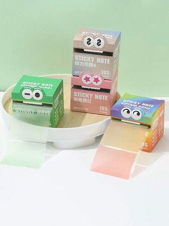 Pärlemorskimrande halvtransparenta avtagbara självhäftande anteckningsblock, söta och färgglada, med förvaringslåda, praktiska för anteckningar, skolmaterial | Tillbaka-till-skolan-nödvändigt, skrivbordsorganisatörstillbehör, kreativ present, rolig regnbågsfärgad transparent självhäftande anteckningsblock, tecknad anteckningsblock, tillbaka-till-skolan-present till lärare och elever.