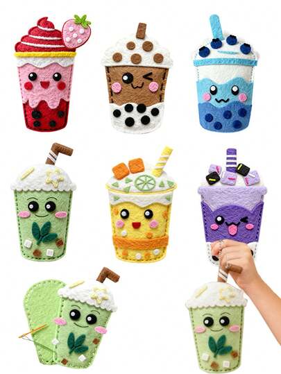6pcs DIY Bubble Tea Cup Craft Kit, Creative Handmade Pendant Decoration, Children's Gift, Girls' Ideal Gift, Birthday Gift, Holiday Gift, Suitable For Various Occasions Like Children's Parties