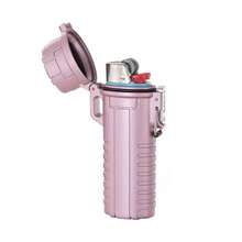 1个多功能防水香烟盒，带打火机支架，防风可充气丁烷打火机套，适用于BIC J6全尺寸打火机 - 时尚耐用防爆金属打火机盒，防风简约复古，是打火机的理想配件，便携式打火机收纳盒 - 彩色 - 查看 6