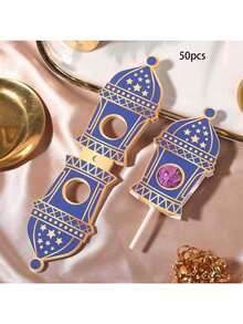 50张/包 宰牲节/古尔邦节/节日月亮桌面装饰，派对礼品装饰卡片，糖果烘焙包装棒棒糖装饰纸