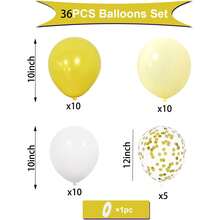 36个黄色和白色哑光气球，适合女孩/男孩生日、迎婴派对、毕业典礼、周年纪念、婚礼、阳光派对和其他庆祝活动 - 彩色 - 查看 4
