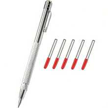 Diamond Glass Cutter Pen 6/12PCS Strong Magnetic Scribing Pen Replaceable Tip For Tile Glass Metal Marking Tungsten Steel Scriber - Silver - View 9
