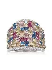 1 pieza Anillo de zirconia cúbica glamoroso para mujer para boda, compromiso, aniversario, fiesta, joyería, regalo del Día de San Valentín - 1# - Ver 2