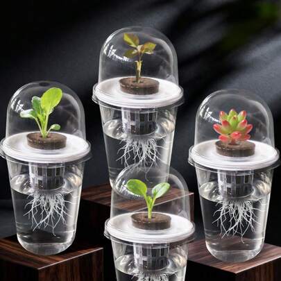 1pc Hydroponic Planter Pot - Plastic Transparent Cylinder Shaped Hydroponics Planting Kit, High Transparency Closed Cultivation Water Cup, Transparent To Observe Root Growth, Perforated Design For Ventilation - Hydroponic Planter Pot For Seed, Succulent, Sweet Potato, Garlic, Vegetable Growth