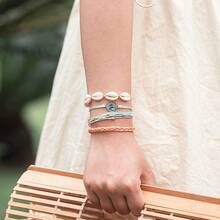 FANCY SHINY Wave String Bracelets Braid Puka Shell Bead Bracelets Handmade Cute  Boho Easter Jewelry Gifts For Women - Coral - 查看 5